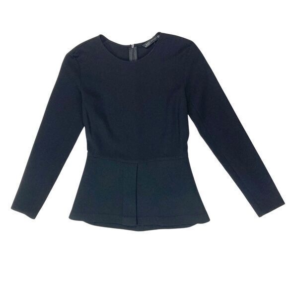 Zara Top Womens Sz XS Black Ponte Peplum Modest Classic Casual Preppy Blouse New - Picture 3 of 16